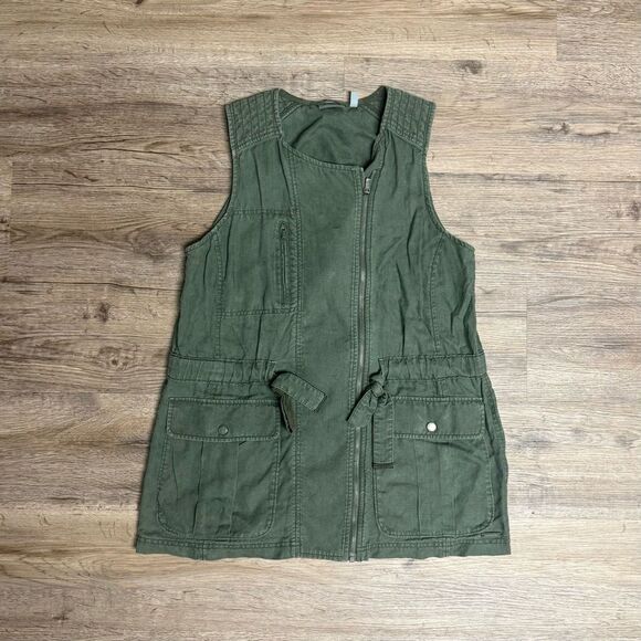 Athleta Olive Green Linen Vest - Picture 1 of 12
